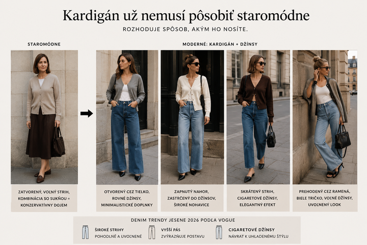 Ako kombinovať kardigán, aby nepôsobil staromódne